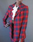 Women's Vintage 60s Skirt Jacket Suit Set Tartan Plaid Scarf Kilt M Aljean VFG