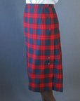 Women's Vintage 60s Skirt Jacket Suit Set Tartan Plaid Scarf Kilt M Aljean VFG