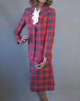 Women's Vintage 60s Skirt Jacket Suit Set Tartan Plaid Scarf Kilt M Aljean VFG