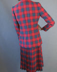 Women's Vintage 60s Skirt Jacket Suit Set Tartan Plaid Scarf Kilt M Aljean VFG