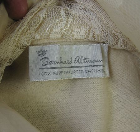 50s cashmere sweater label, Bernhard Altmann