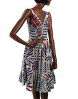 another view, 80s sundress with tiered skirt and ruffled bust