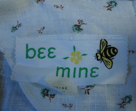 70s pinafore dress label, Bee Mine