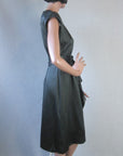 side view of 40s black silk party dress