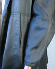 black sating swing jacket detail