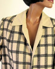 50s Swing Jacket Women's Vintage Windowpane Plaid M/L VFG Wm Block