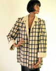 50s Swing Jacket Women's Vintage Windowpane Plaid M/L VFG Wm Block
