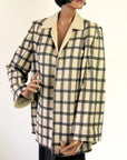 50s Swing Jacket Women's Vintage Windowpane Plaid M/L VFG Wm Block
