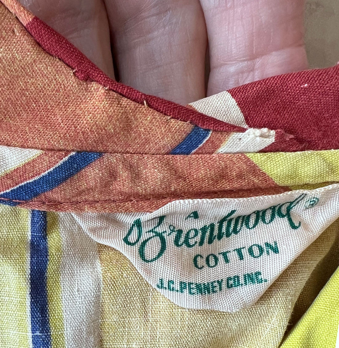 40s Day Dress 50s  Women's Vintage Large Scale Plaid Sunshine Colors M/L VFG Brentwood JC Penney
