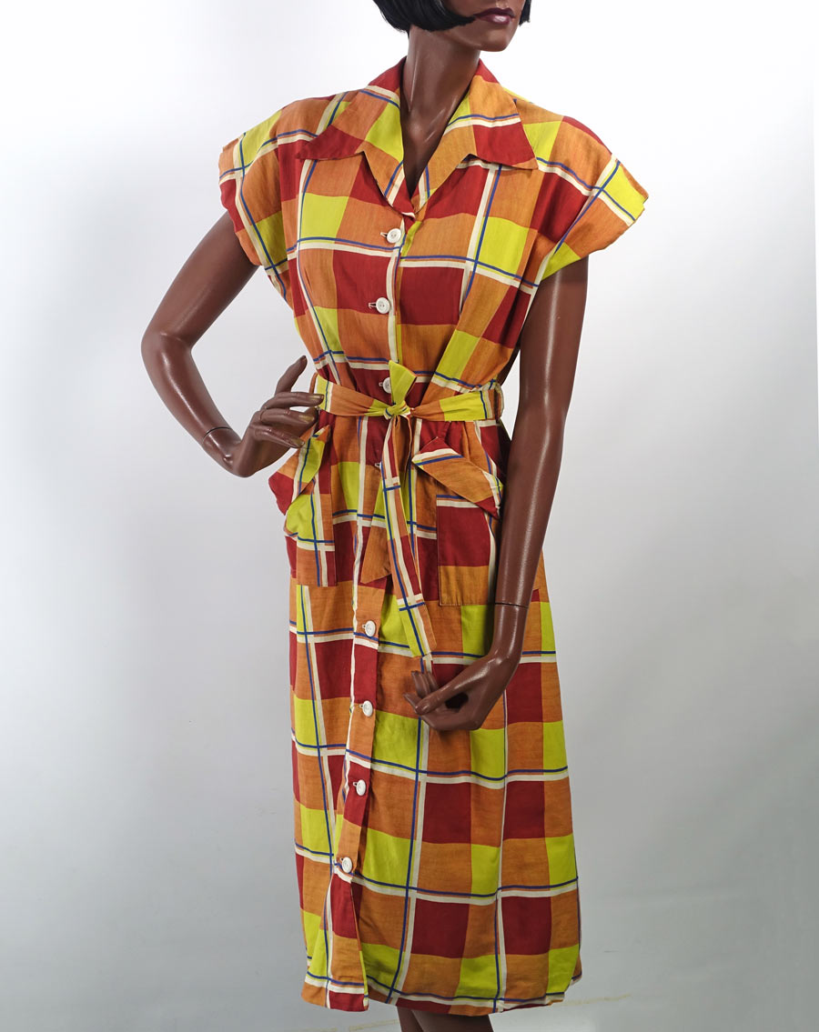 40s Day Dress 50s Women's Vintage Large Scale Plaid Sunshine Colors M/L VFG Brentwood JC Penney 40s Day Dress 50s Women's Vintage Large Scale Plaid Sunshine Colors M/L VFG Brentwood JC Penney