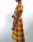 40s Day Dress 50s  Women's Vintage Large Scale Plaid Sunshine Colors M/L VFG Brentwood JC Penney