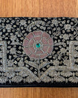 70s Black Velvet Envelope Clutch Bullion Zardozi Embroidery Vintage Made in India VFG