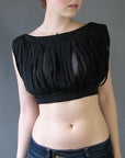 another view, 60s avante garde black semisheer car wash panel midriff top
