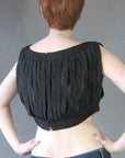back view, 60s carwasg strip peekaboo midriff top