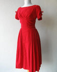 50s vintage red velvet Christmas special occasion dress