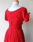 close up back view of bodice, 50s vintage winter holiday dress