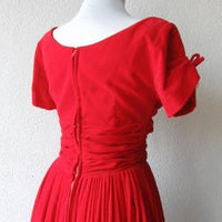 close up back view of bodice, 50s vintage winter holiday dress