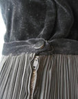 close up detail, 50s cocktail separates waistband showing velvetten top and crystal pleated taffeta skirt