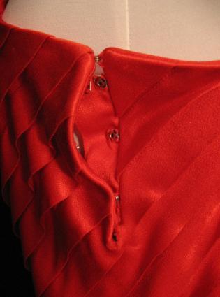 70s Women's Dress Vintage Disco Dance Red Satin Handkerchief Hem Small VFG