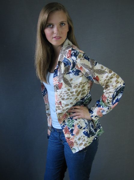 another view, 70s ocean seashell print blouse