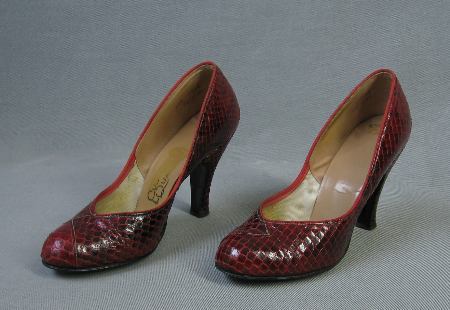 vintage 1950s red cobra babydoll heels