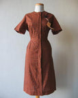 1960s vintage rust black checked day dress