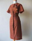 vintage 1950s gingham check dress deadstock