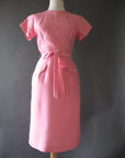 another view, vintage 50s pink day dress sheath