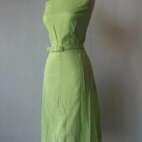 belted green summer sheath dress