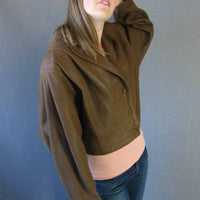 Women's 80s Dior Jacket Edgy Vintage Brown Leather Cropped Large VFG