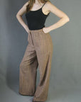 women's high waisted wide legged pants, cuffed, NOS