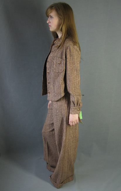 side view, 1970s pants suit elephant bell