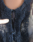 trim detail on antique chiffon blouse