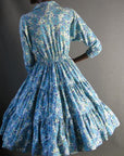 back view, vintage 50s tiered skirt patio dress