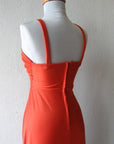 70s Women's Dress Disco Vintage 30s Style Orange Jersey Long Chiffon Cape Small to Extra Small VFG