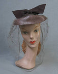 veiled 40s doll hat with wing bow