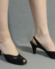 different angle, peeptoe slingcak heels, 1950s
