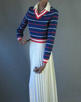 1970s Red White & Blue long sleeved maxi dress