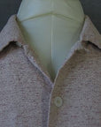 close up view of collar and fabric, 50s heathered silk shirt