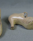 20s Flapper Shoes Vintage Heels Spectator T-Strap Women's VFG Basket Weave 6