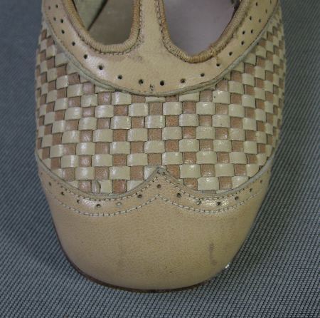 20s Flapper Shoes Vintage Heels Spectator T-Strap Women's VFG Basket Weave 6