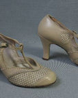 20s Flapper Shoes Vintage Heels Spectator T-Strap Women's VFG Basket Weave 6