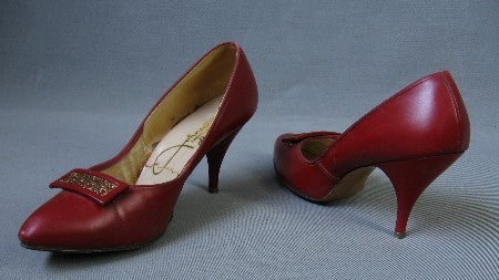 pair of 50s 60s vintage red heels
