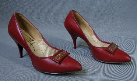 60s vintage red high heel shoes