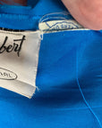 50s blue taffeta Jonny Herbert dress showing remains of union label