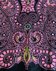 50s Full Skirt Women's Vintage 60s Paisley Print Black Pink VFG Medium Sears Kerrybrooke
