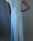 back view, pastel blue stretch lace nightgown