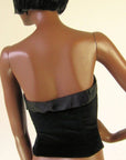 50s Rockabilly Strapless Bustier Vintage Pinup Top Black Velvet Jewel Trim Koret California VFG