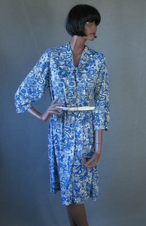 1950s vintage jersey print dress plus size