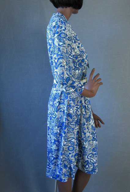side view, paisley print jersey dress by Lane Bryant